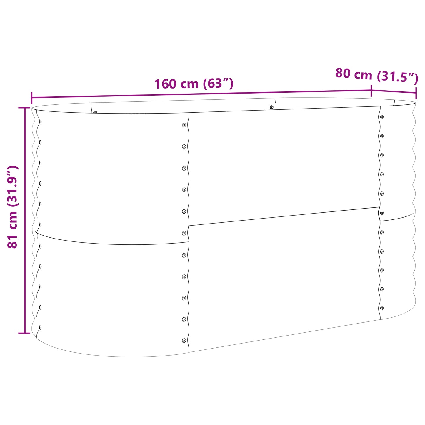 Raised Garden Bed Brown with Wood Look 160x80x81 cm Steel