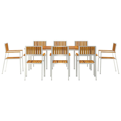 9 Piece Garden Dining Set Solid Wood Acacia, vidaXL Outdoor Dining Table 200x90x74.5 cm Solid Wood Acacia, vidaXL Stackable Garden Chairs 4 pcs Solid Wood Acacia and Metal