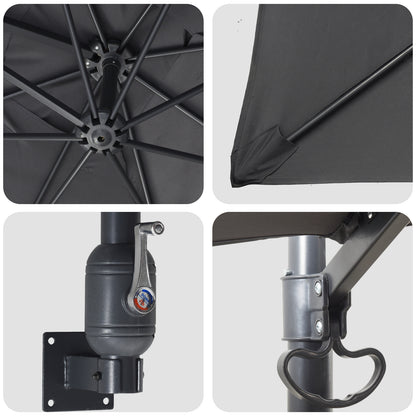 Outdoor Umbrella Anthracite Polyester, Powder-Coated Steel Large