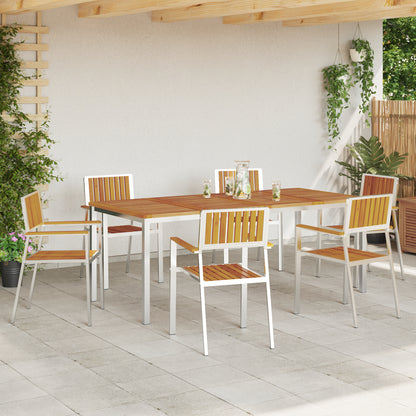 7 Piece Garden Dining Set Solid Wood Acacia, vidaXL Outdoor Dining Table 200x90x74.5 cm Solid Wood Acacia, vidaXL Stackable Garden Chairs 2 pcs Solid Wood Acacia and Metal, vidaXL Stackable Garden Chairs 4 pcs Solid Wood Acacia and Metal