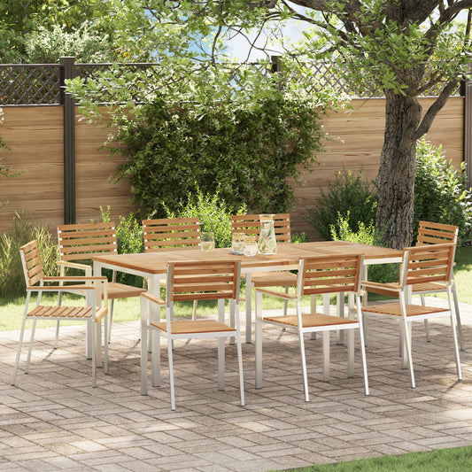9 Piece Garden Dining Set Solid Wood Teak, vidaXL Outdoor Dining Table 200x90x74.5 cm Solid Wood Teak, vidaXL Stackable Garden Chairs 4 pcs Solid Wood Teak and Steel