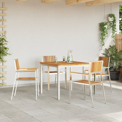 5 Piece Garden Dining Set Solid Wood Acacia, vidaXL Outdoor Dining Table 90x90x74.5 cm Solid Wood Acacia, vidaXL Stackable Garden Chairs 4 pcs Solid Wood Acacia and Metal