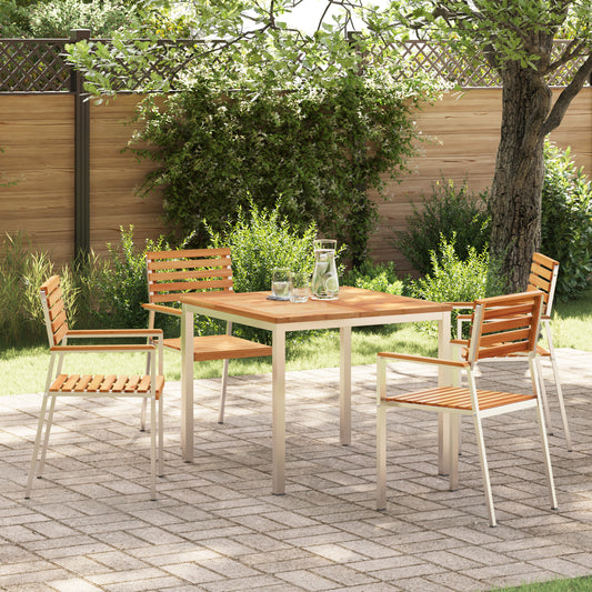5 Piece Garden Dining Set Solid Wood Teak, vidaXL Outdoor Dining Table 90x90x74.5 cm Solid Wood Teak, vidaXL Stackable Garden Chairs 4 pcs Solid Wood Teak and Steel