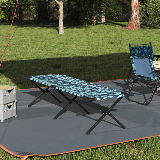 Folding Sun Bed with Carry Bag Leaf Pattern 600D Oxford Fabric