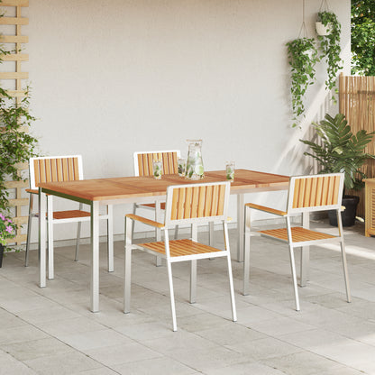 5 Piece Garden Dining Set Solid Wood Teak, vidaXL Outdoor Dining Table 180x90x75 cm Solid Wood Teak, vidaXL Stackable Garden Chairs 4 pcs Solid Wood Teak and Metal