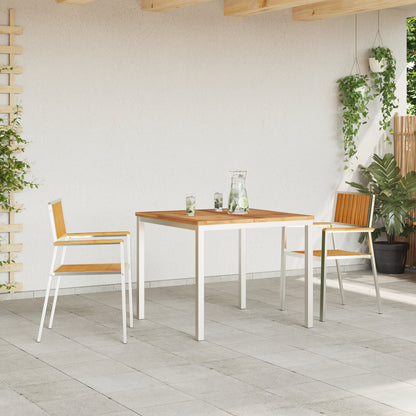 3 Piece Garden Dining Set Solid Wood Teak, vidaXL Outdoor Dining Table 90x90x74.5 cm Solid Wood Teak, vidaXL Stackable Garden Chairs 2 pcs Solid Wood Teak and Metal