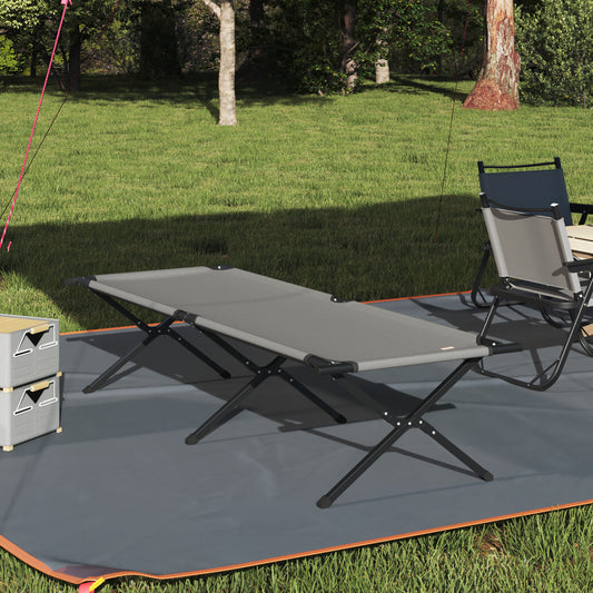 Folding Sun Bed with Carry Bag Grey 600D Oxford Fabric