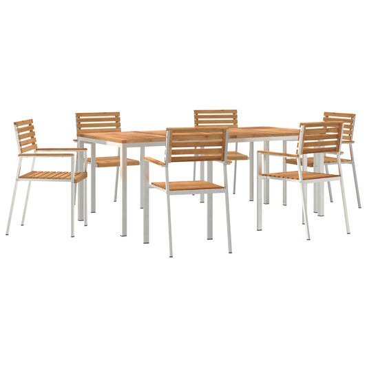 7 Piece Garden Dining Set Solid Wood Teak, vidaXL Outdoor Dining Table 200x90x74.5 cm Solid Wood Teak, vidaXL Stackable Garden Chairs 2 pcs Solid Wood Teak and Steel, vidaXL Stackable Garden Chairs 4 pcs Solid Wood Teak and Steel