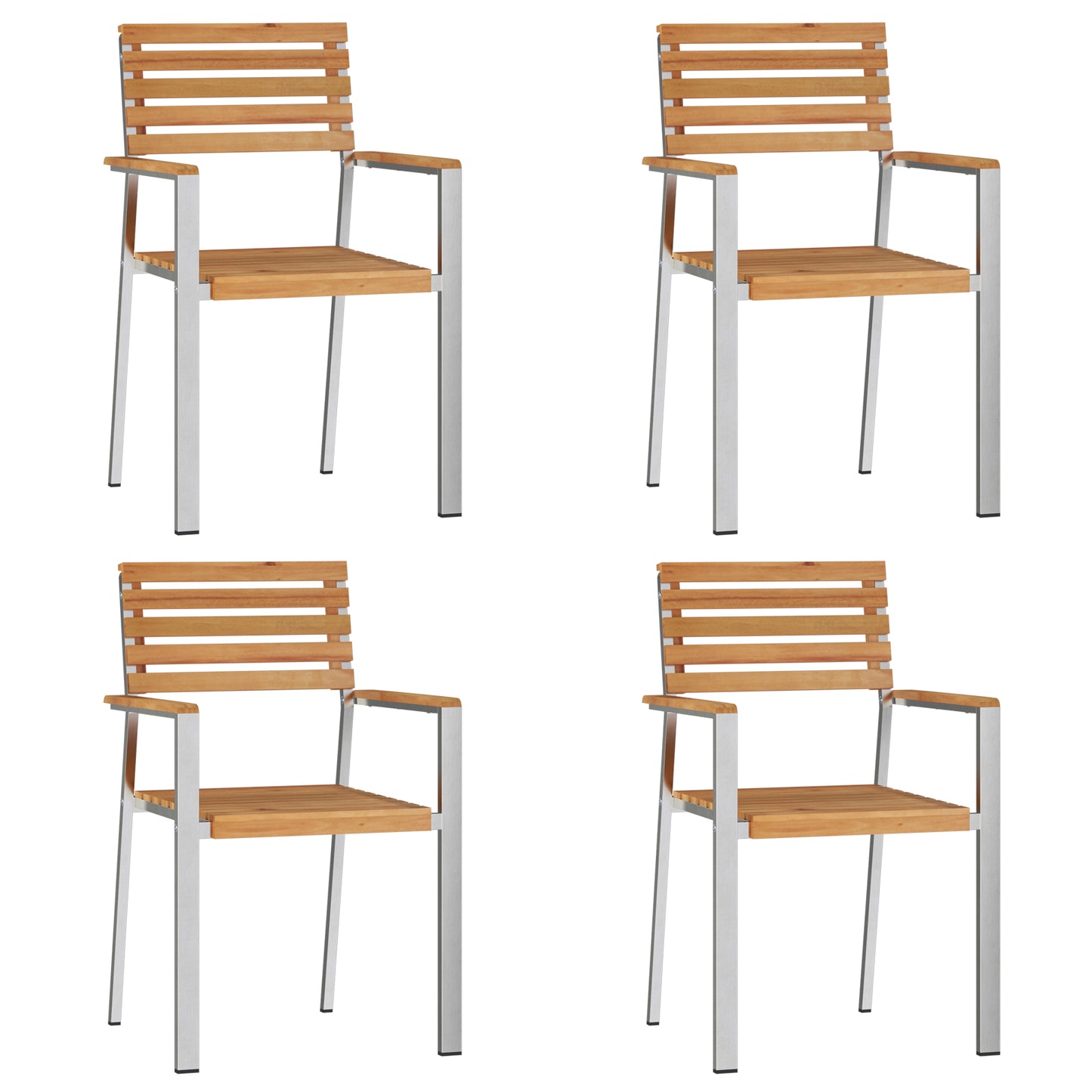 5 Piece Garden Dining Set Solid Wood Teak, vidaXL Outdoor Dining Table 90x90x74.5 cm Solid Wood Teak, vidaXL Stackable Garden Chairs 4 pcs Solid Wood Teak and Steel