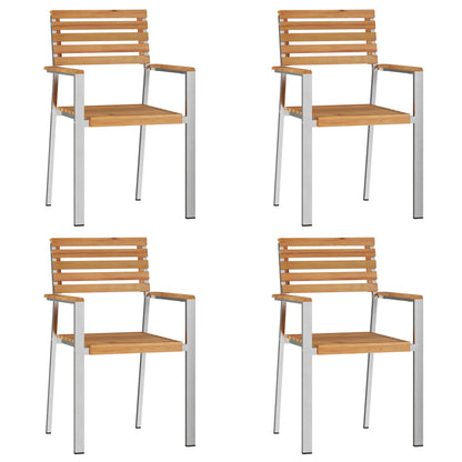 5 Piece Garden Dining Set Solid Wood Teak, vidaXL Outdoor Dining Table 90x90x74.5 cm Solid Wood Teak, vidaXL Stackable Garden Chairs 4 pcs Solid Wood Teak and Steel