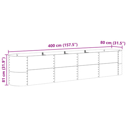 Garden Raised Bed Wood effect Galvanized steel 400 x 80 x 81 cm