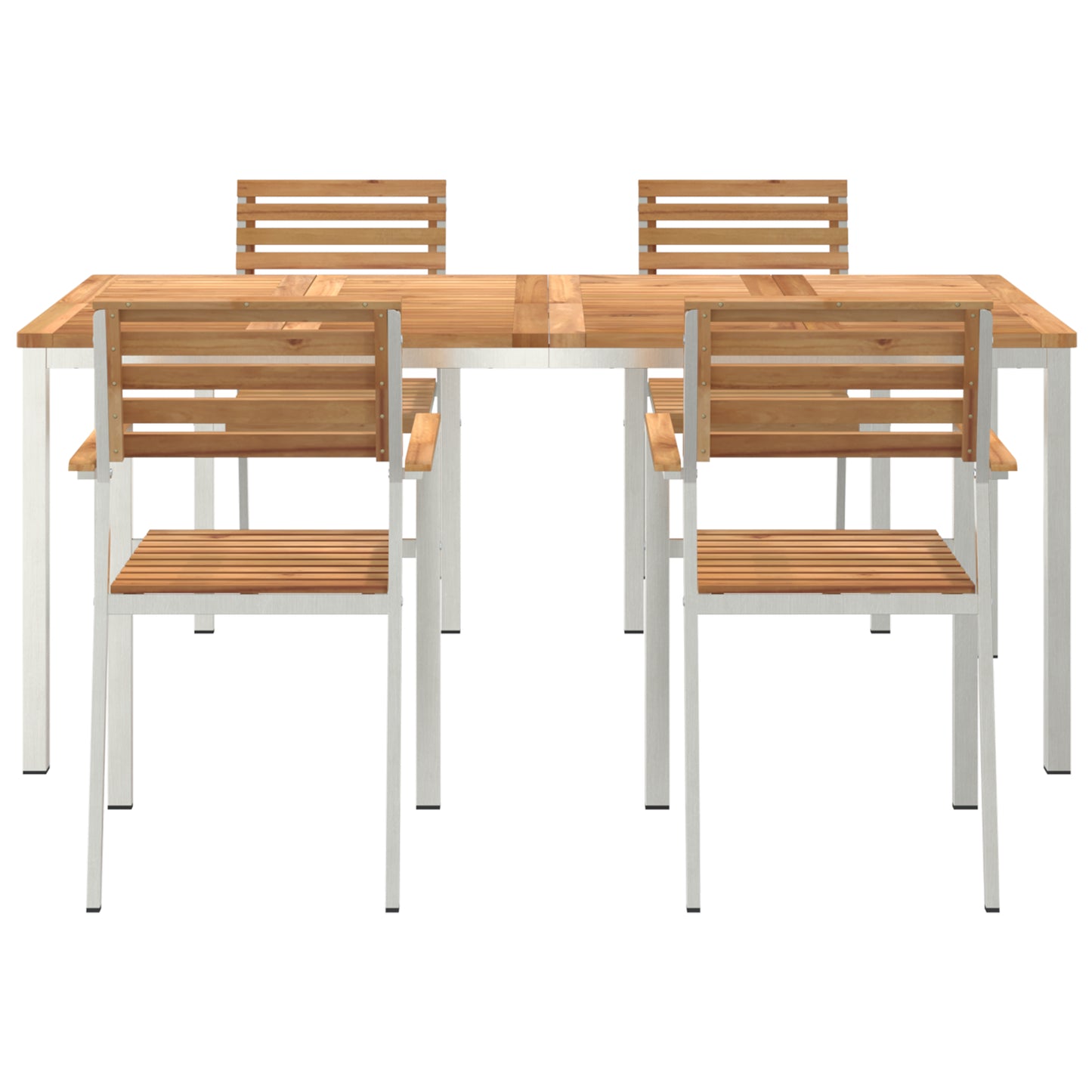 5 Piece Garden Dining Set Solid Wood Teak, vidaXL Outdoor Dining Table 180x90x75 cm Solid Wood Teak, vidaXL Stackable Garden Chairs 4 pcs Solid Wood Teak and Steel