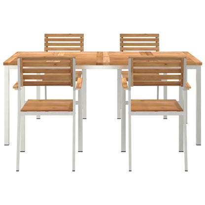 5 Piece Garden Dining Set Solid Wood Teak, vidaXL Outdoor Dining Table 180x90x75 cm Solid Wood Teak, vidaXL Stackable Garden Chairs 4 pcs Solid Wood Teak and Steel