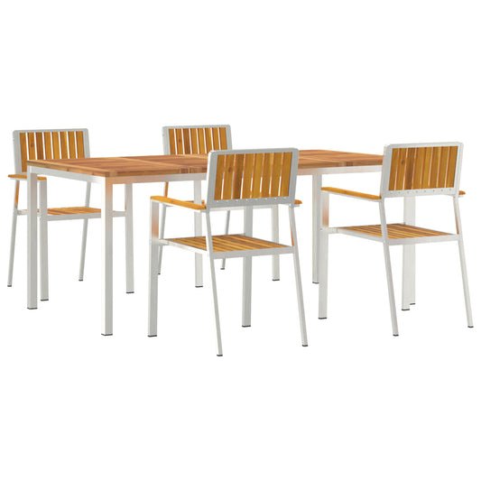 5 Piece Garden Dining Set Solid Wood Acacia, vidaXL Outdoor Dining Table 180x90x75 cm Solid Wood Acacia, vidaXL Stackable Garden Chairs 4 pcs Solid Wood Acacia and Metal