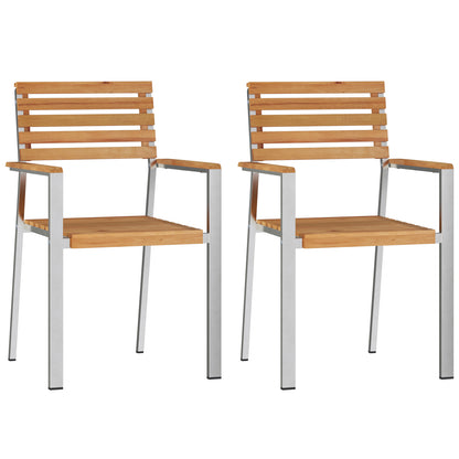 3 Piece Garden Dining Set Solid Wood Teak, vidaXL Outdoor Dining Table 90x90x74.5 cm Solid Wood Teak, vidaXL Stackable Garden Chairs 2 pcs Solid Wood Teak and Steel