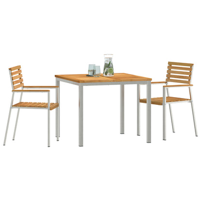 3 Piece Garden Dining Set Solid Wood Teak, vidaXL Outdoor Dining Table 90x90x74.5 cm Solid Wood Teak, vidaXL Stackable Garden Chairs 2 pcs Solid Wood Teak and Steel