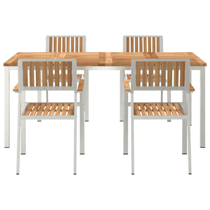 5 Piece Garden Dining Set Solid Wood Teak, vidaXL Outdoor Dining Table 180x90x75 cm Solid Wood Teak, vidaXL Stackable Garden Chairs 4 pcs Solid Wood Teak and Metal