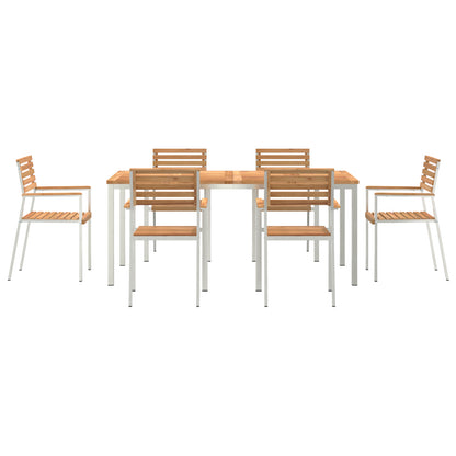7 Piece Garden Dining Set Solid Wood Teak, vidaXL Outdoor Dining Table 180x90x75 cm Solid Wood Teak, vidaXL Stackable Garden Chairs 2 pcs Solid Wood Teak and Steel, vidaXL Stackable Garden Chairs 4 pcs Solid Wood Teak and Steel