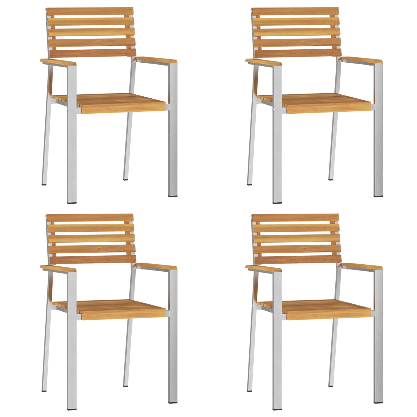 5 Piece Garden Dining Set Solid Wood Acacia, vidaXL Outdoor Dining Table 150x90x75 cm Solid Wood Acacia, vidaXL Stackable Garden Chairs 4 pcs Solid Wood Acacia and Steel