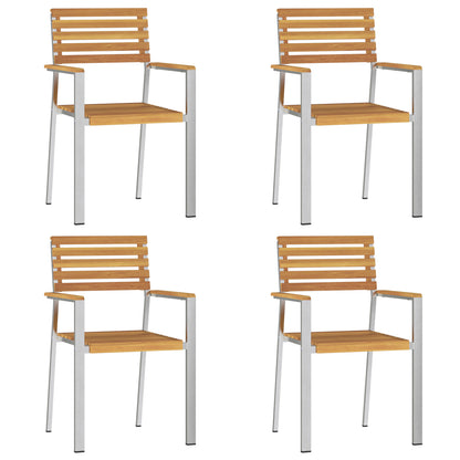 5 Piece Garden Dining Set Solid Wood Acacia, vidaXL Outdoor Dining Table 150x90x75 cm Solid Wood Acacia, vidaXL Stackable Garden Chairs 4 pcs Solid Wood Acacia and Steel