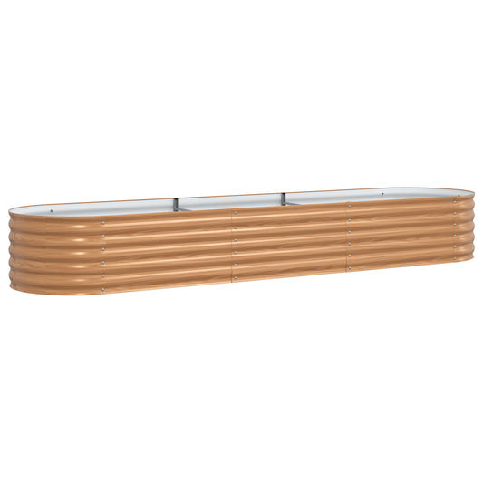 Raised Garden Bed Brown with Wood Look 320x80x44 cm Steel