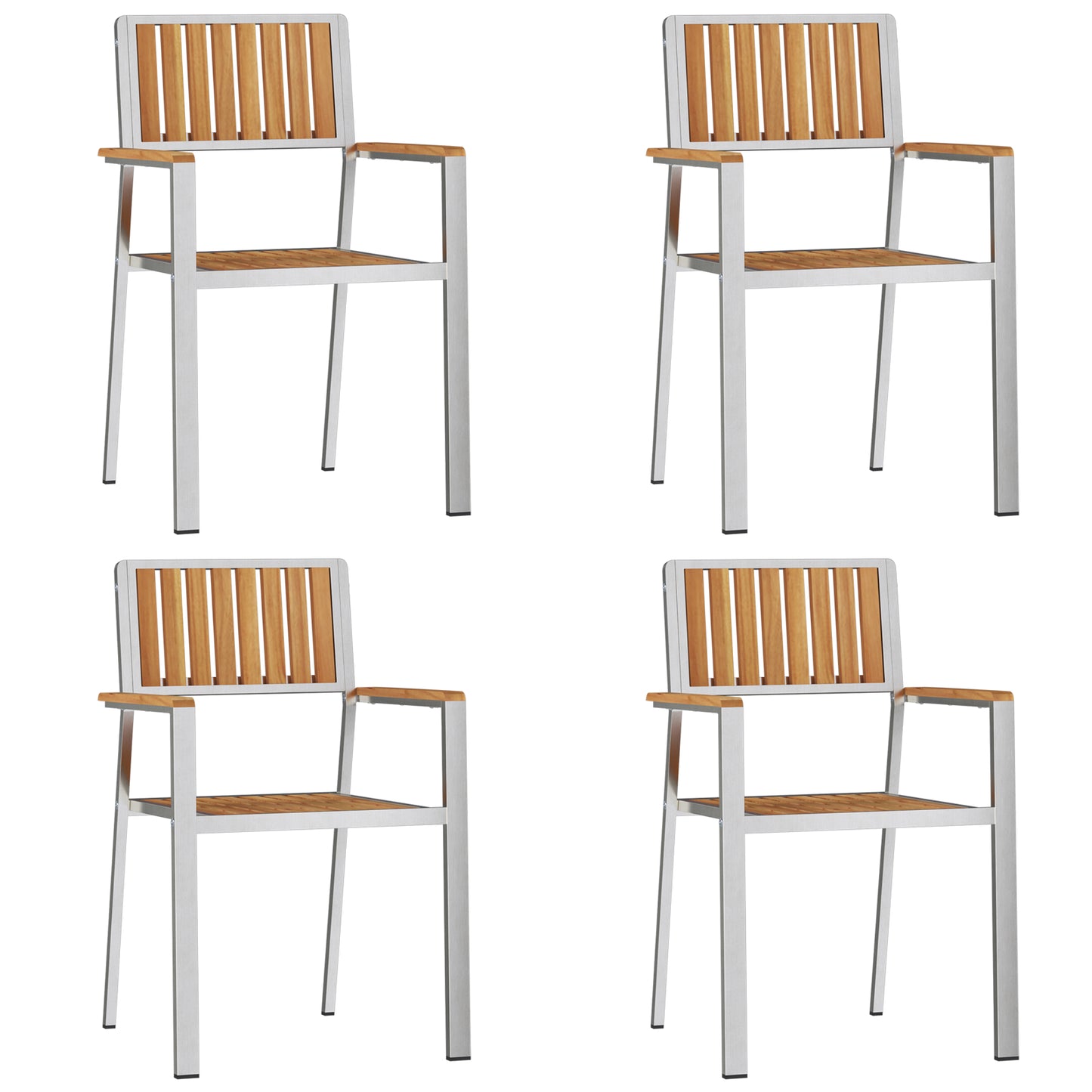 5 Piece Garden Dining Set Solid Wood Teak, vidaXL Outdoor Dining Table 150x90x75 cm Solid Wood Teak, vidaXL Stackable Garden Chairs 4 pcs Solid Wood Teak and Metal