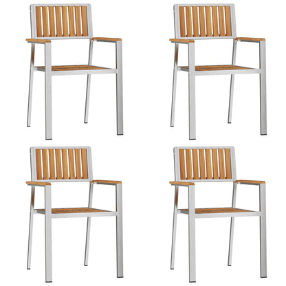 5 Piece Garden Dining Set Solid Wood Teak, vidaXL Outdoor Dining Table 150x90x75 cm Solid Wood Teak, vidaXL Stackable Garden Chairs 4 pcs Solid Wood Teak and Metal