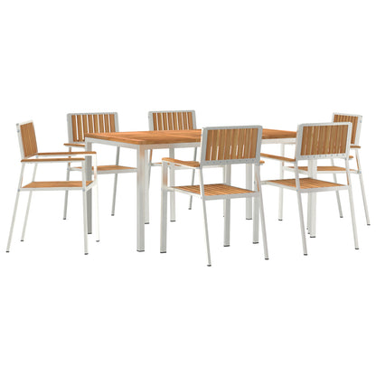 7 Piece Garden Dining Set Solid Wood Teak, vidaXL Outdoor Dining Table 150x90x75 cm Solid Wood Teak, vidaXL Stackable Garden Chairs 2 pcs Solid Wood Teak and Metal, vidaXL Stackable Garden Chairs 4 pcs Solid Wood Teak and Metal