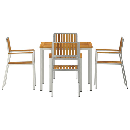 5 Piece Garden Dining Set Solid Wood Acacia, vidaXL Outdoor Dining Table 90x90x74.5 cm Solid Wood Acacia, vidaXL Stackable Garden Chairs 4 pcs Solid Wood Acacia and Metal