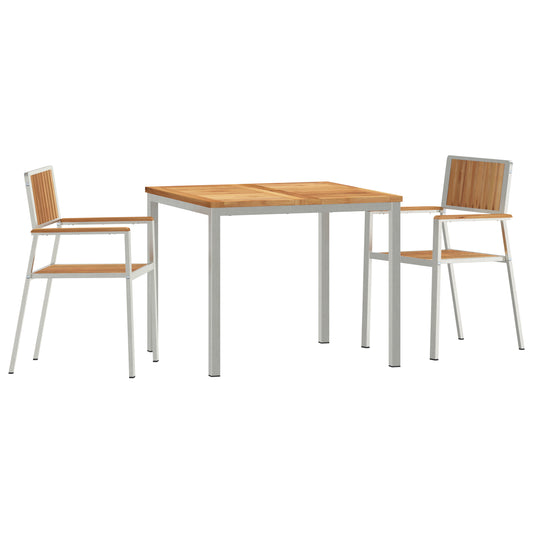 3 Piece Garden Dining Set Solid Wood Teak, vidaXL Outdoor Dining Table 90x90x74.5 cm Solid Wood Teak, vidaXL Stackable Garden Chairs 2 pcs Solid Wood Teak and Metal