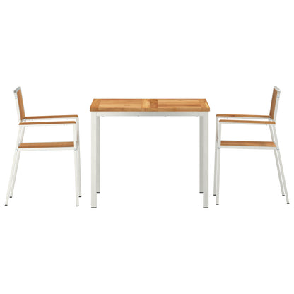 3 Piece Garden Dining Set Solid Wood Teak, vidaXL Outdoor Dining Table 90x90x74.5 cm Solid Wood Teak, vidaXL Stackable Garden Chairs 2 pcs Solid Wood Teak and Metal