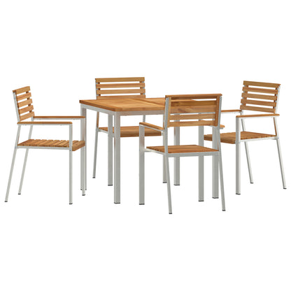 5 Piece Garden Dining Set Solid Wood Teak, vidaXL Outdoor Dining Table 90x90x74.5 cm Solid Wood Teak, vidaXL Stackable Garden Chairs 4 pcs Solid Wood Teak and Steel