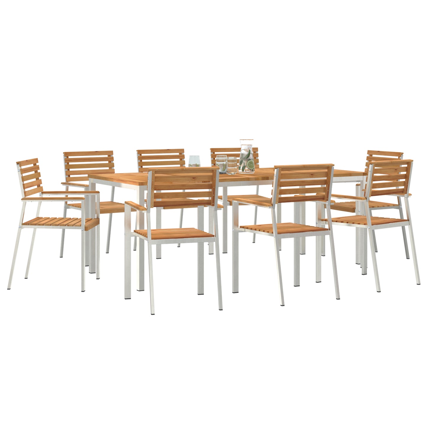 9 Piece Garden Dining Set Solid Wood Teak, vidaXL Outdoor Dining Table 200x90x74.5 cm Solid Wood Teak, vidaXL Stackable Garden Chairs 4 pcs Solid Wood Teak and Steel