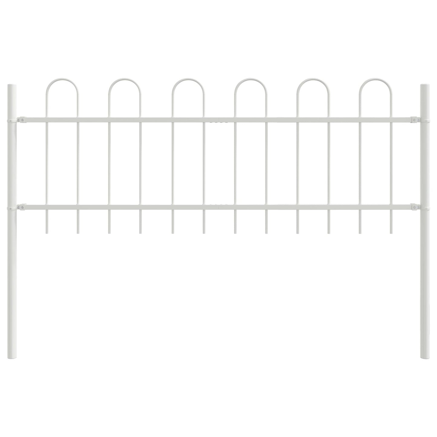 Garden Fence with Hoop Top White 5.1x0.6 m Steel