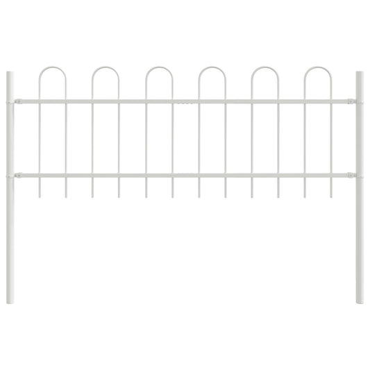Garden Fence with Hoop Top White 5.1x0.6 m Steel