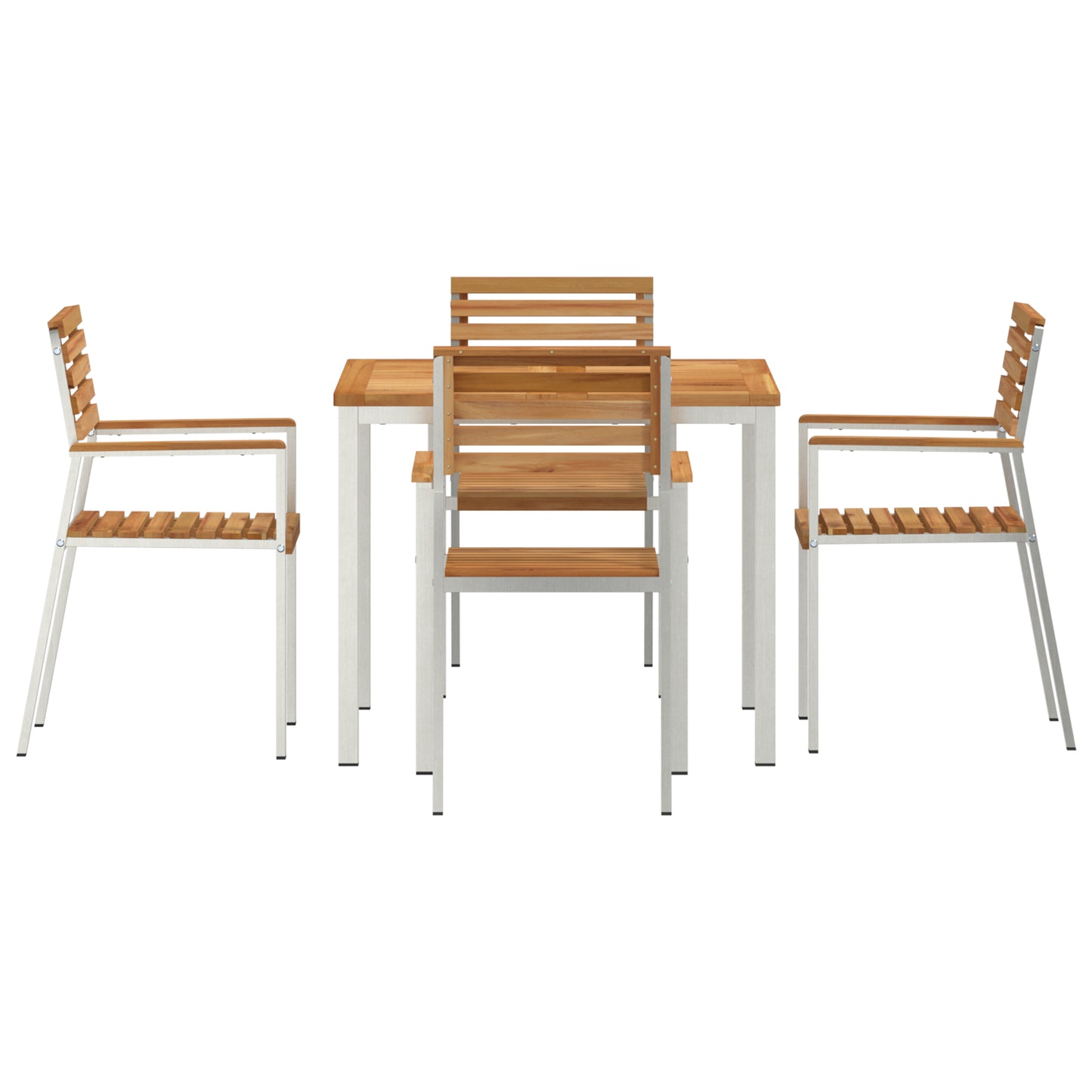 5 Piece Garden Dining Set Solid Wood Teak, vidaXL Outdoor Dining Table 90x90x74.5 cm Solid Wood Teak, vidaXL Stackable Garden Chairs 4 pcs Solid Wood Teak and Steel