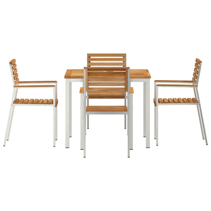 5 Piece Garden Dining Set Solid Wood Teak, vidaXL Outdoor Dining Table 90x90x74.5 cm Solid Wood Teak, vidaXL Stackable Garden Chairs 4 pcs Solid Wood Teak and Steel
