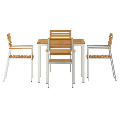 5 Piece Garden Dining Set Solid Wood Acacia, vidaXL Outdoor Dining Table 90x90x74.5 cm Solid Wood Acacia, vidaXL Stackable Garden Chairs 4 pcs Solid Wood Acacia and Steel