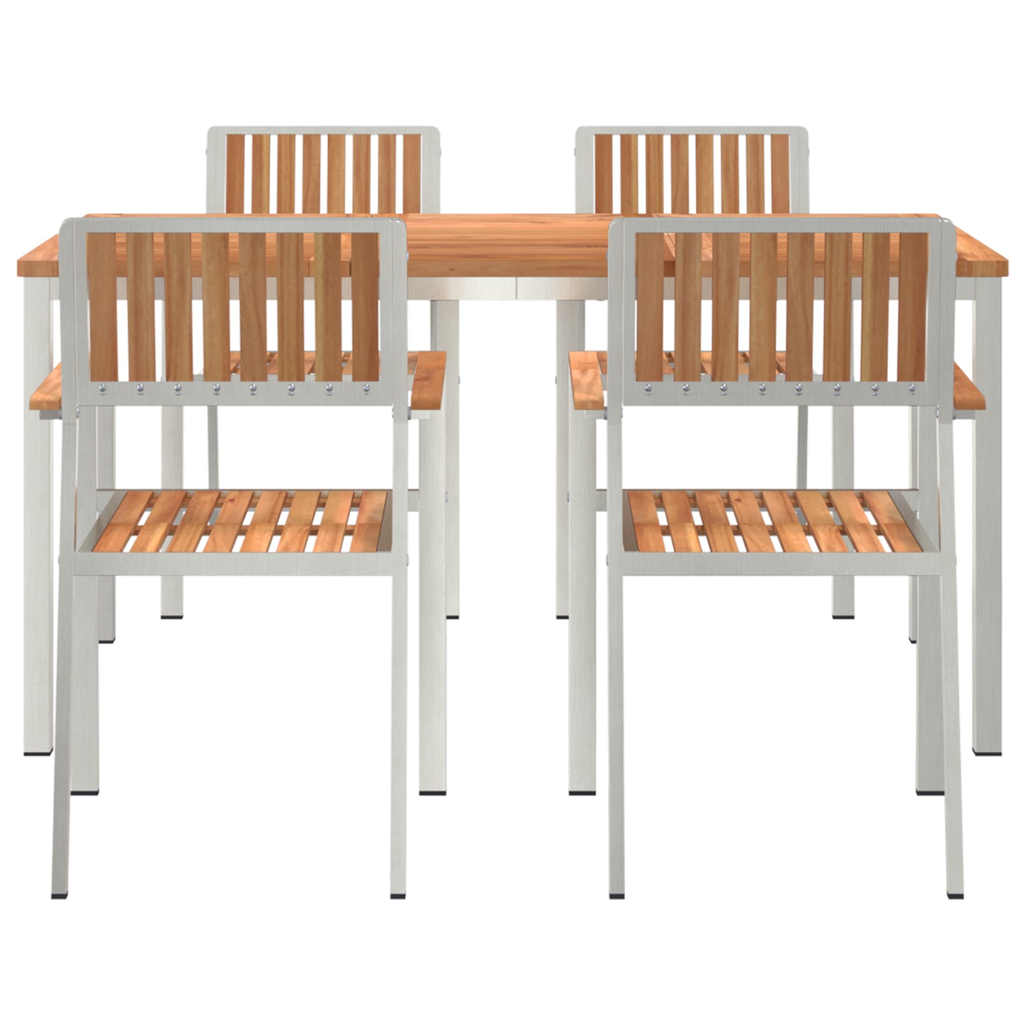 5 Piece Garden Dining Set Solid Wood Teak, vidaXL Outdoor Dining Table 150x90x75 cm Solid Wood Teak, vidaXL Stackable Garden Chairs 4 pcs Solid Wood Teak and Metal