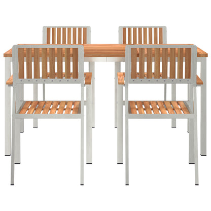 5 Piece Garden Dining Set Solid Wood Teak, vidaXL Outdoor Dining Table 150x90x75 cm Solid Wood Teak, vidaXL Stackable Garden Chairs 4 pcs Solid Wood Teak and Metal