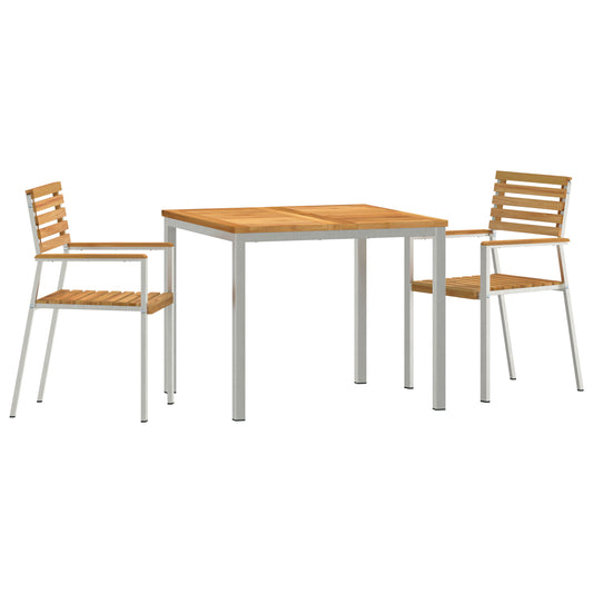 3 Piece Garden Dining Set Solid Wood Teak, vidaXL Outdoor Dining Table 90x90x74.5 cm Solid Wood Teak, vidaXL Stackable Garden Chairs 2 pcs Solid Wood Teak and Steel