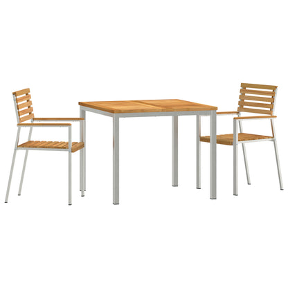 3 Piece Garden Dining Set Solid Wood Teak, vidaXL Outdoor Dining Table 90x90x74.5 cm Solid Wood Teak, vidaXL Stackable Garden Chairs 2 pcs Solid Wood Teak and Steel