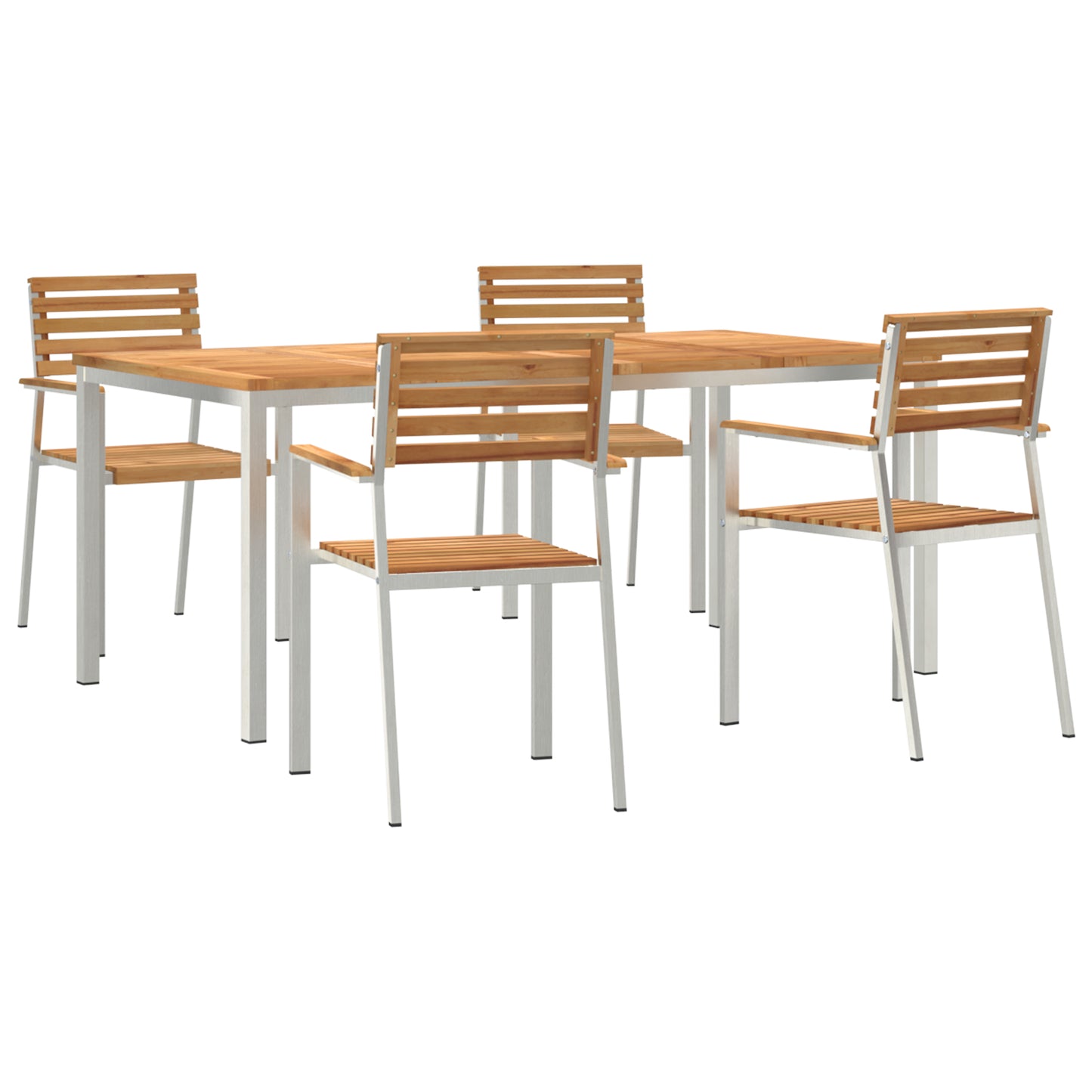 5 Piece Garden Dining Set Solid Wood Teak, vidaXL Outdoor Dining Table 180x90x75 cm Solid Wood Teak, vidaXL Stackable Garden Chairs 4 pcs Solid Wood Teak and Steel