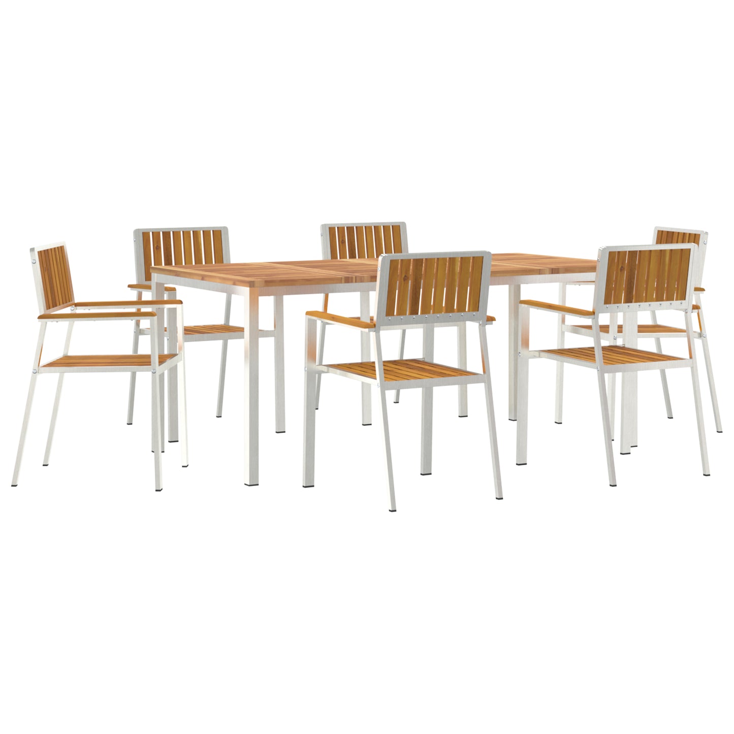 7 Piece Garden Dining Set Solid Wood Acacia, vidaXL Outdoor Dining Table 180x90x75 cm Solid Wood Acacia, vidaXL Stackable Garden Chairs 2 pcs Solid Wood Acacia and Metal, vidaXL Stackable Garden Chairs 4 pcs Solid Wood Acacia and Metal