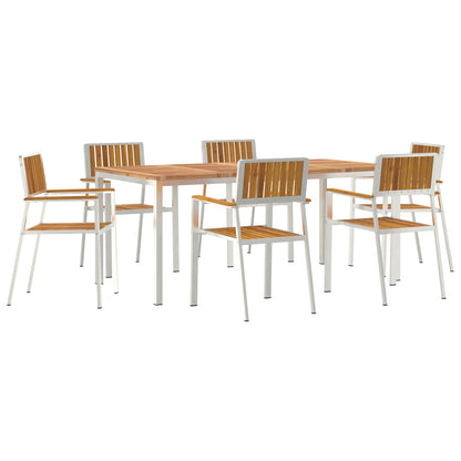 7 Piece Garden Dining Set Solid Wood Acacia, vidaXL Outdoor Dining Table 180x90x75 cm Solid Wood Acacia, vidaXL Stackable Garden Chairs 2 pcs Solid Wood Acacia and Metal, vidaXL Stackable Garden Chairs 4 pcs Solid Wood Acacia and Metal