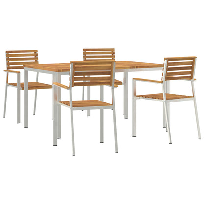 5 Piece Garden Dining Set Solid Wood Acacia, vidaXL Outdoor Dining Table 150x90x75 cm Solid Wood Acacia, vidaXL Stackable Garden Chairs 4 pcs Solid Wood Acacia and Steel