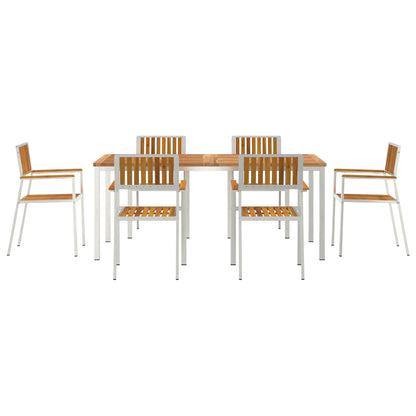 7 Piece Garden Dining Set Solid Wood Acacia, vidaXL Outdoor Dining Table 180x90x75 cm Solid Wood Acacia, vidaXL Stackable Garden Chairs 2 pcs Solid Wood Acacia and Metal, vidaXL Stackable Garden Chairs 4 pcs Solid Wood Acacia and Metal