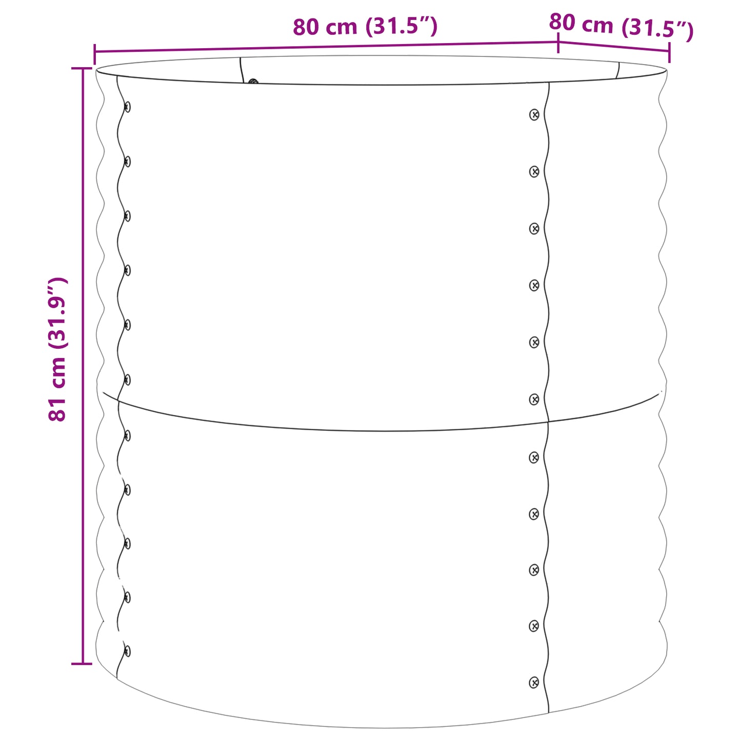 Raised Garden Bed Brown with Wood Look 80x80x81 cm Steel