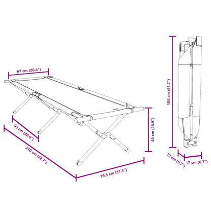 Folding Sun Bed with Carry Bag Grey 600D Oxford Fabric