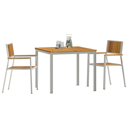 3 Piece Garden Dining Set Solid Wood Acacia, vidaXL Outdoor Dining Table 90x90x74.5 cm Solid Wood Acacia, vidaXL Stackable Garden Chairs 2 pcs Solid Wood Acacia and Metal